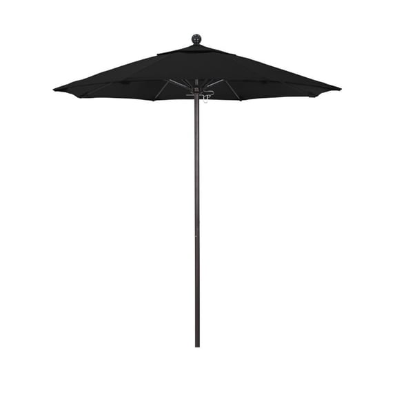 Pemberly Row 7.5' Bronze Market Umbrella in Olefin Black