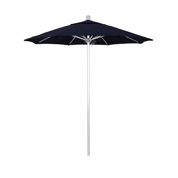 Pemberly Row 7.5' Silver Market Umbrella in Olefin Navy Blue