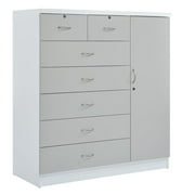 Pemberly Row 7 Drawer Chest with Locks on 2 Drawers and 1 Door in Gray Wood