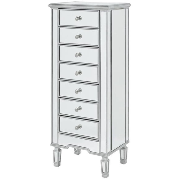 Pemberly Row 7 Drawer Mirrored Lingerie Chest in Antique Silver