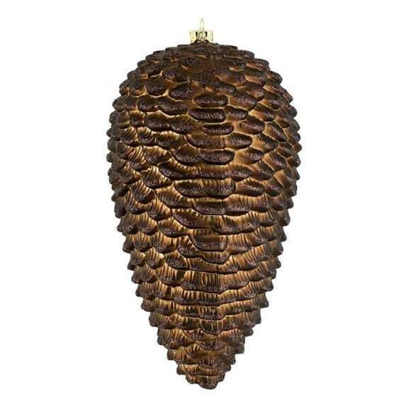 Pemberly Row 7" Matte/Glitter Chocolate Pinecone Christmas Ornaments (Set of 4)