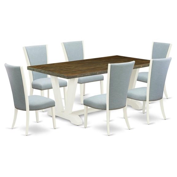 Pemberly Row 7-Piece Dining Table Set with Distressed Jacobean Top
