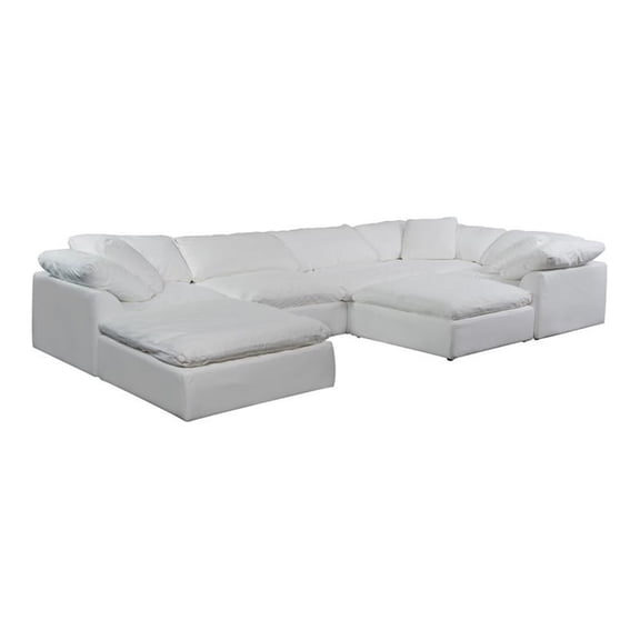 Pemberly Row 7-Piece Fabric Slipcovered Modular Sectional in White