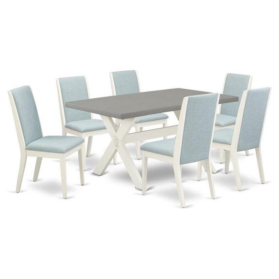 Pemberly Row 7-Piece Traditional Wood Dining Set in Cement Gray Finish