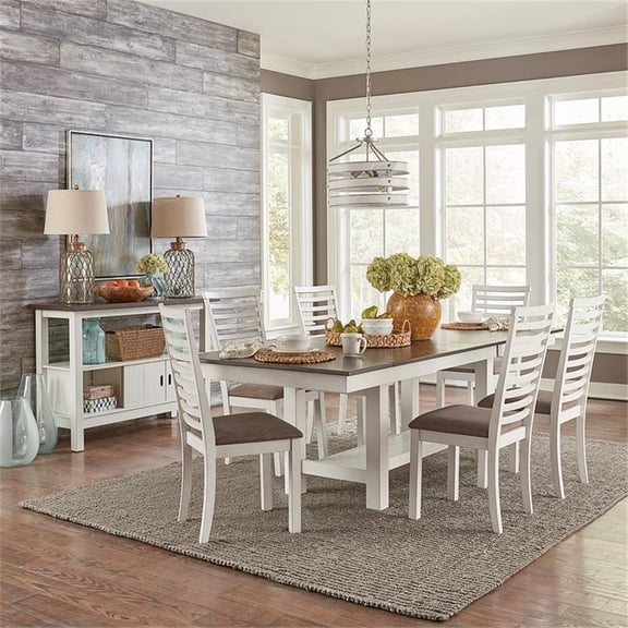 Pemberly Row 7-Piece Two-Tone Trestle Dining Set with Storage Shelf