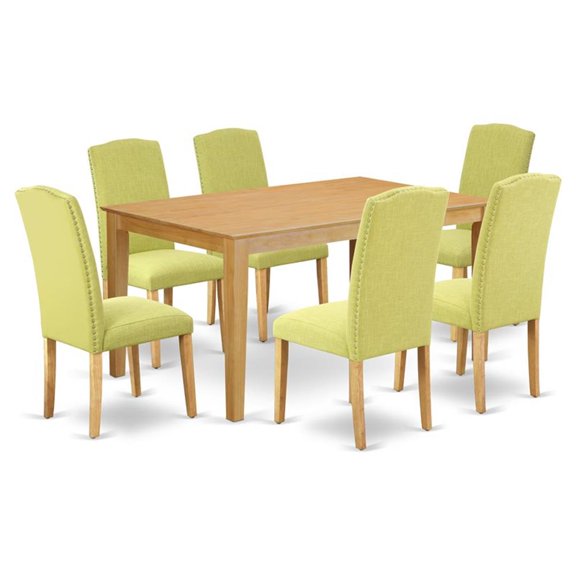 Pemberly Row 7-Piece Wood Dining Set in Oak and Limelight Finish