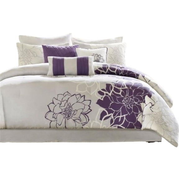 Pemberly Row 7-piece Cotton Sateen Comforter Set in Purple Finish