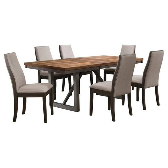 Pemberley Row Asian Hardwood Walnut Dining Room Set Rectangular Extension Leaf Seats 6 Assembly Required