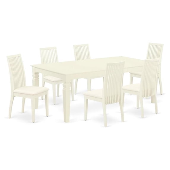 Pemberly Row 7-piece Wood Dining Room Set in Linen White