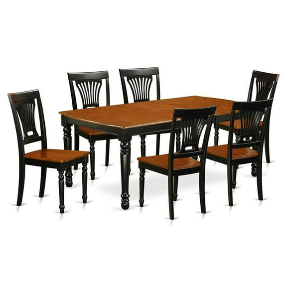 Pemberly Row 7-piece Wood Table and Dining Chairs in Black/Cherry