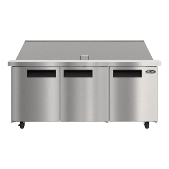Pemberly Row 70" Commercial 3-Door Refrigerated Mega Salad & Sandwich Prep Table
