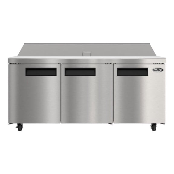 Pemberly Row 70" Commercial 3-Door Refrigerated Salad & Sandwich Prep Table