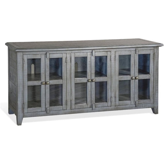 Pemberly Row 70" Farmhouse Wood TV Cabinet for TVs up to 80" in Blue