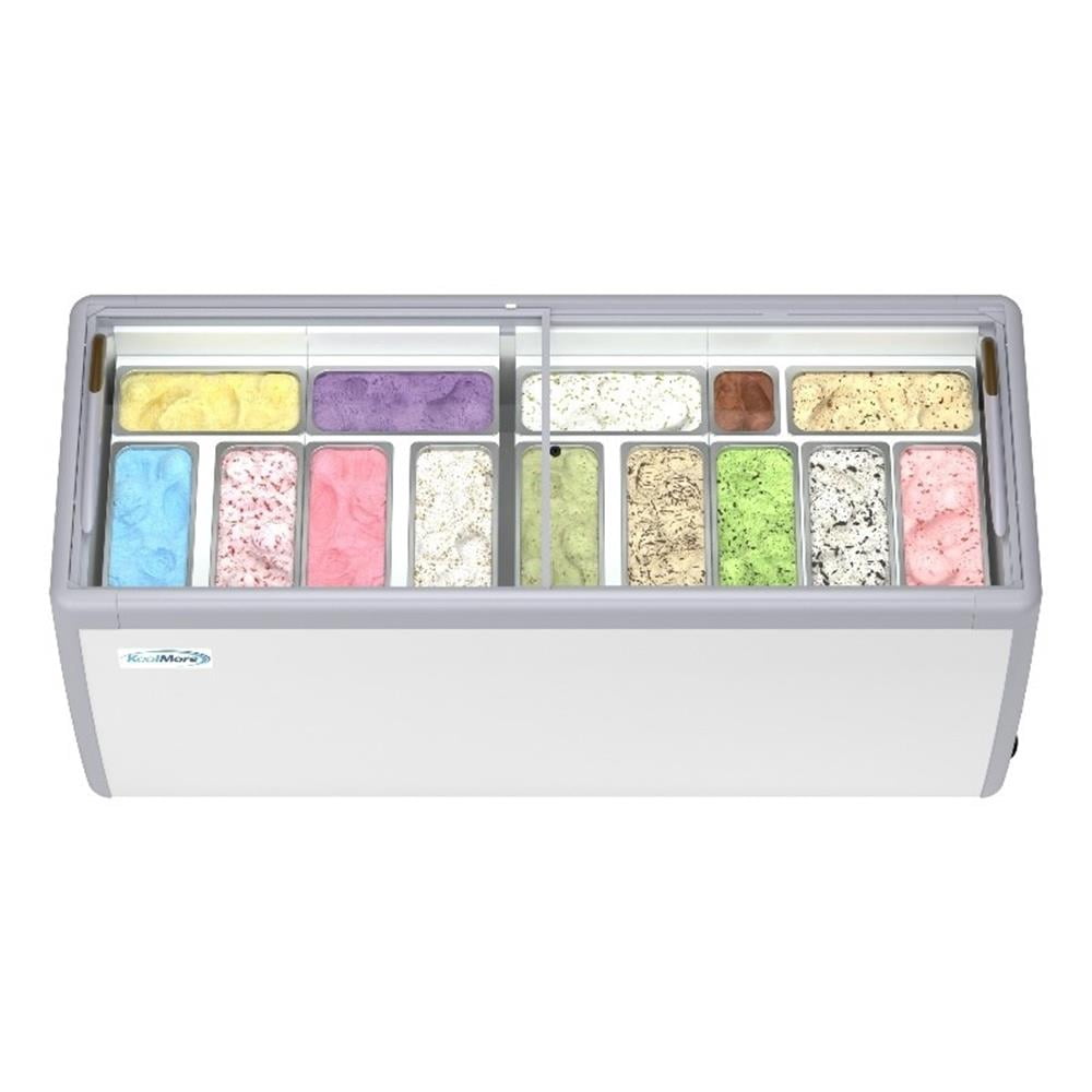 Pemberly Row 70" Gelato Dipping Cabinet Display Freezer with Sliding Glass Door