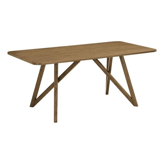 Pemberly Row 70" Rectangular Walnut Oak Dining Table with Geometric Cross Base