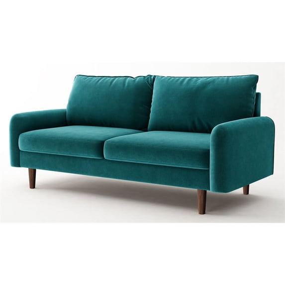 Pemberly Row 70" Round Arm Upholstered Modern Velvet Sofa in Blue