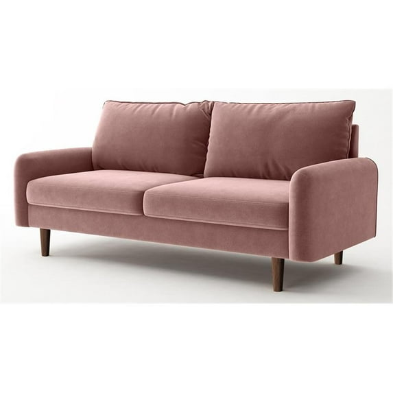 Pemberly Row 70" Round Arm Upholstered Modern Velvet Sofa in Pink