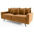 thumbnail image 1 of Pemberly Row 70" Square Arm Modern Velvet & Metal Sofa in Ginger Brown, 1 of 12