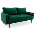thumbnail image 1 of Pemberly Row 70" Square Arm Modern Velvet & Wood Sofa in Green, 1 of 2