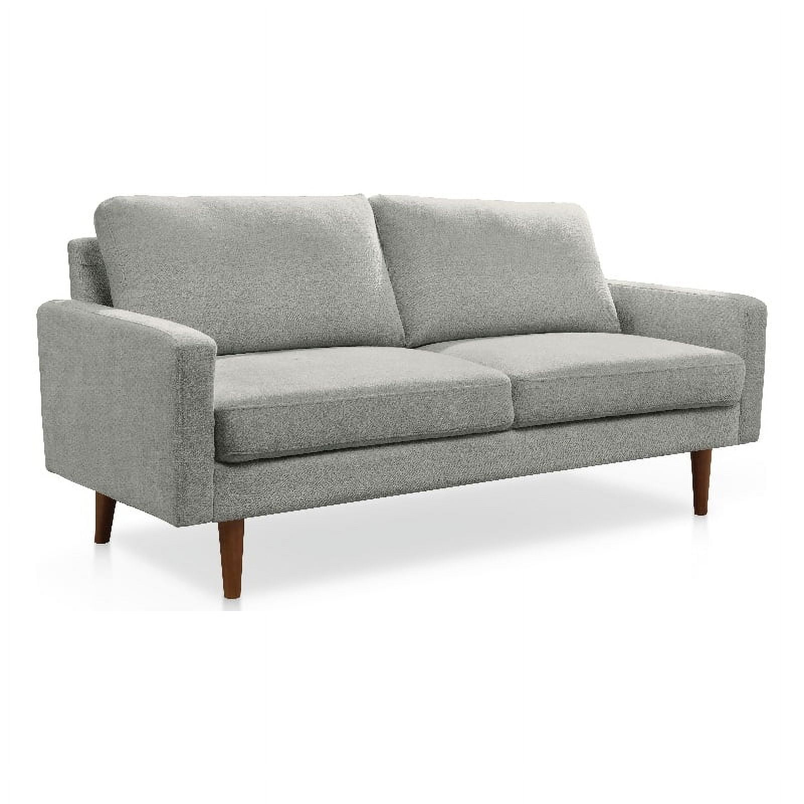 Pemberly Row 70" Square Arm Upholstered Modern Fabric Sofa in Gray ...
