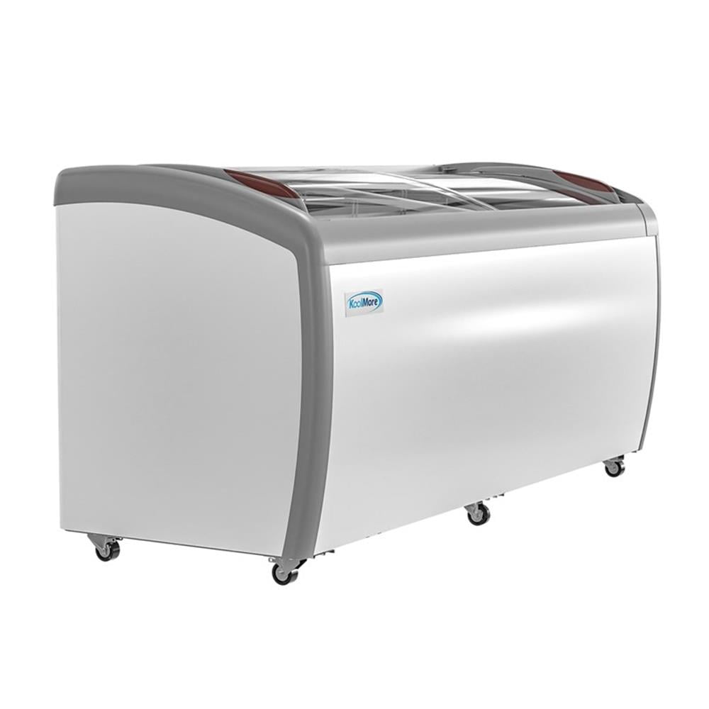 Pemberly Row 71" Stainless Steel Commercial Ice Cream Display Freezer in White