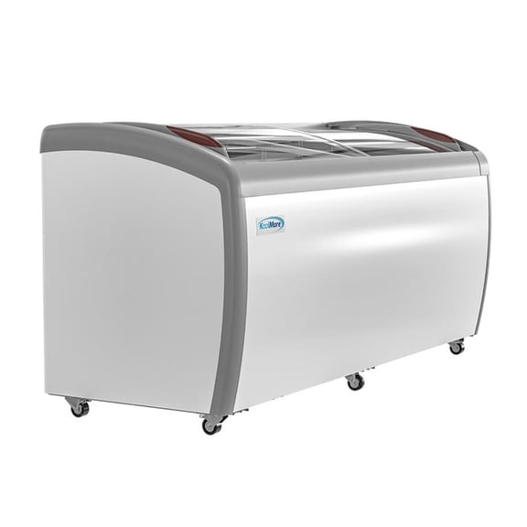 Pemberly Row 71" Stainless Steel Commercial Ice Cream Display Freezer in White