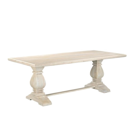 Pemberly Row 71" x 39" Rectangular Solid Mango Wood Dining Table in White Wash