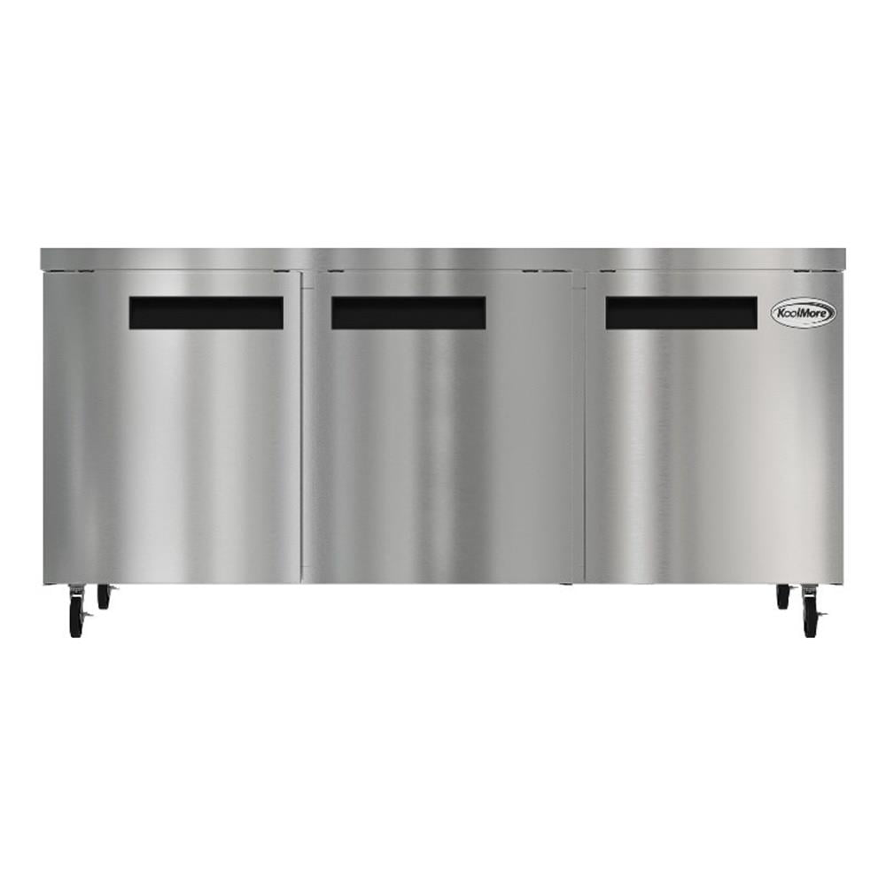 Pemberly Row 72" 3 Door Commercial Undercounter Refrigerator 18 cu. ft. in Black