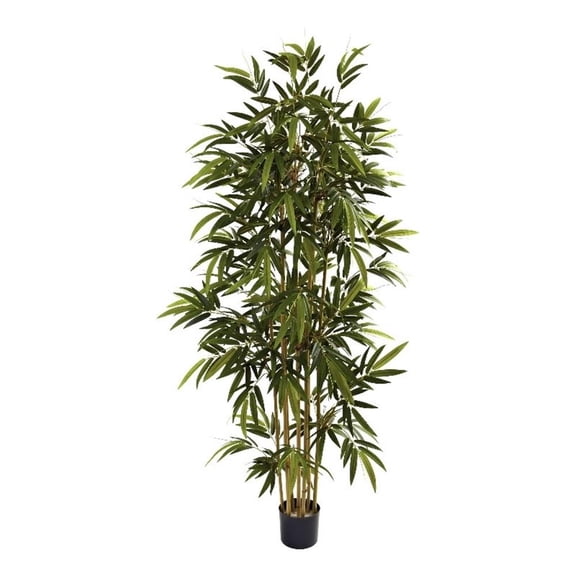 Pemberly Row 72" Bamboo Tree with Natural Distinct Wood Trunks in Green/Black