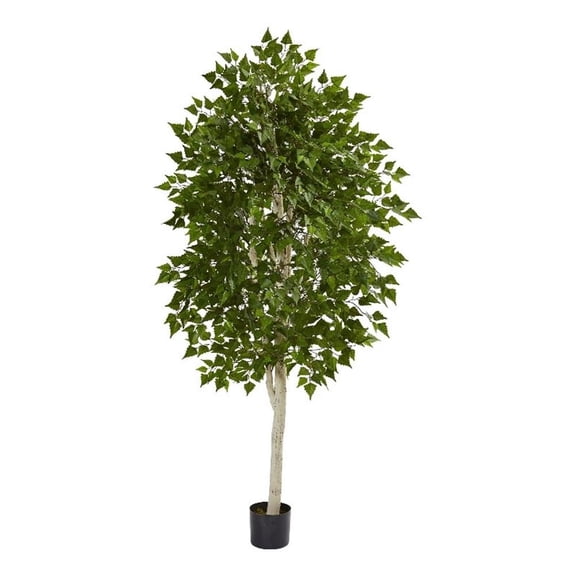 Pemberly Row 72" Birch Artificial Tree with Sturdy Trunk Branches Green/Black