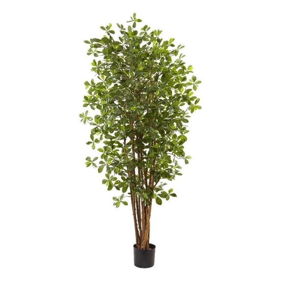 Pemberly Row 72" Black Olive Silk Tree with 940 Leaves in Green/Black