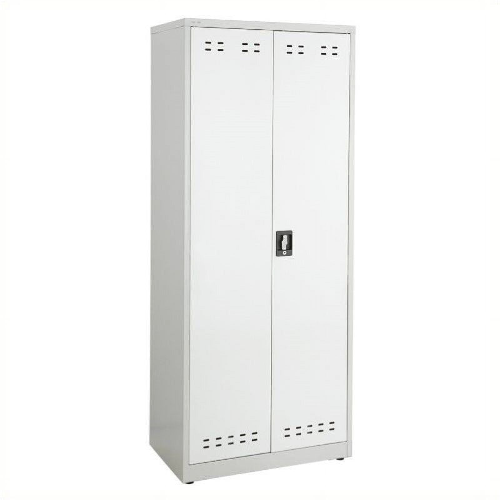 Gray Heavy-Gauge Steel Freestanding Office Storage Cabinet with Adjustable Shelving