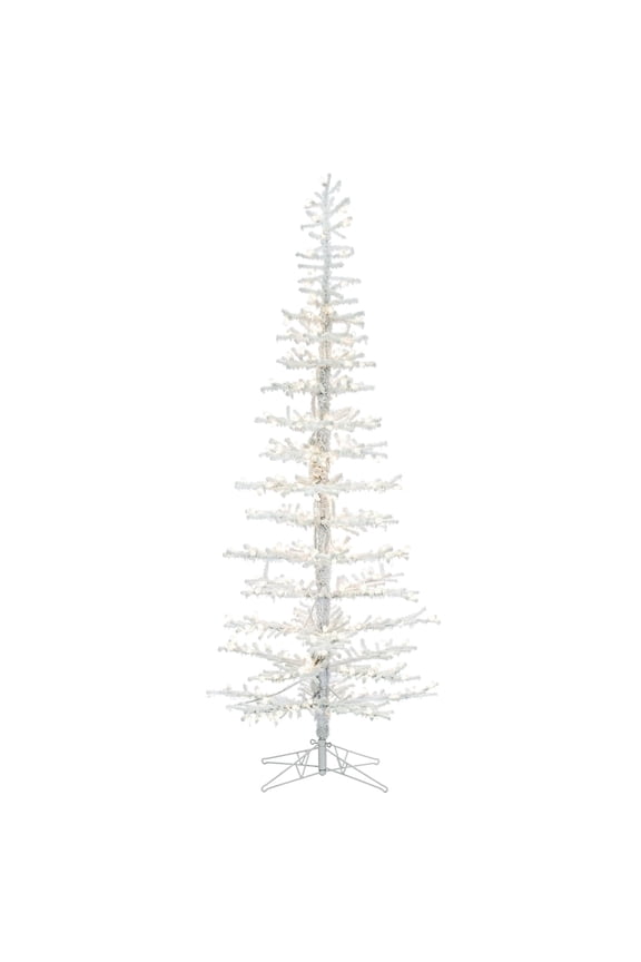 72" Kuna Pine LED Lights Artificial Christmas Tree in Flocked White