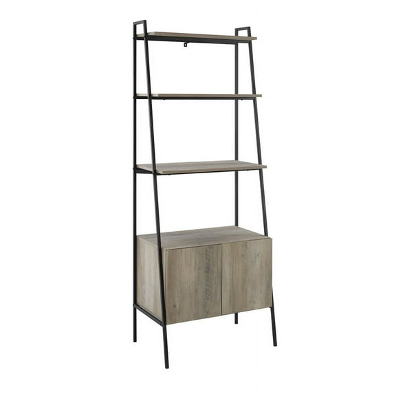 Pemberly Row 72" Ladder Storage Bookshelf in Gray Wash