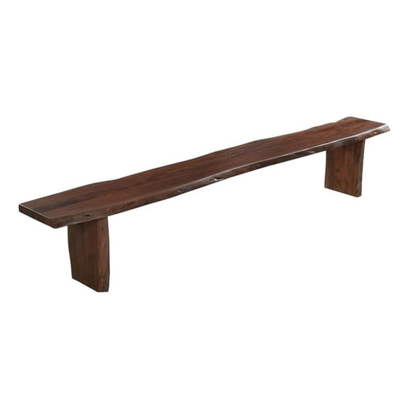 Pemberly Row 72" Live Edge Solid Wood Dining Bench in Dark Brown