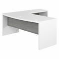 thumbnail image 1 of Pemberly Row 72" Modern Engineered Wood Bow Front L-Shaped Desk in Gray/White, 1 of 5