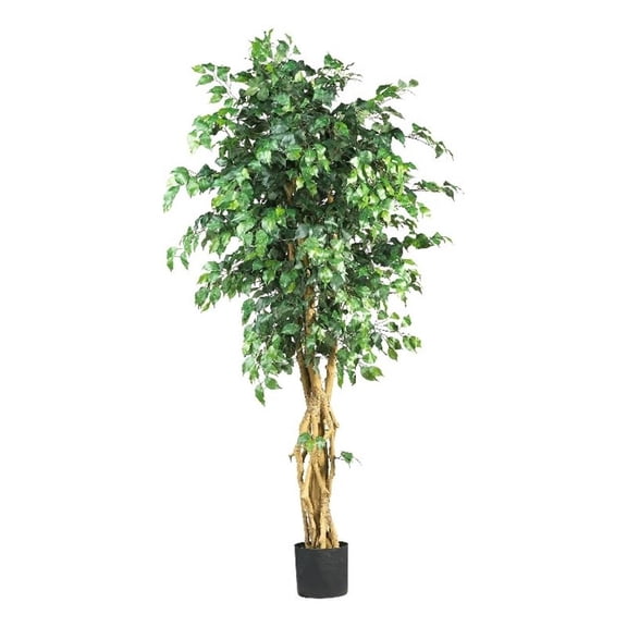 Pemberly Row 72" Palace Style Ficus Silk Tree with 1596 Leaves in Green/Black