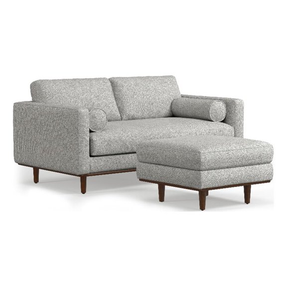 Pemberly Row 72" Sofa Set with Ottoman in Mist Gray Woven Fabric