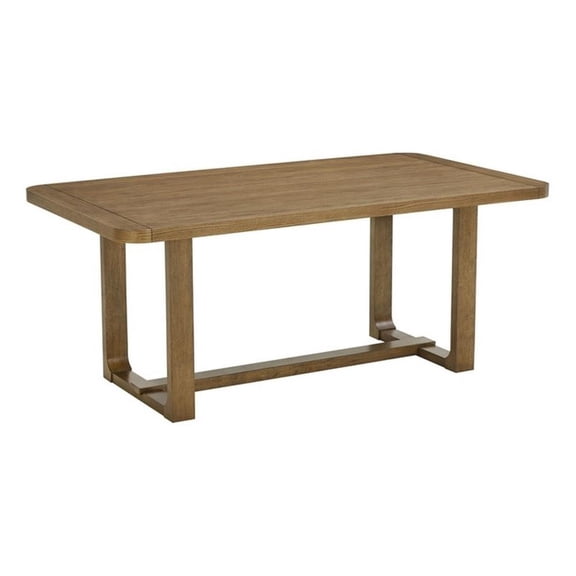 Pemberly Row 72"W Rectangular Walnut Oak Wood Sled Base Dining Table