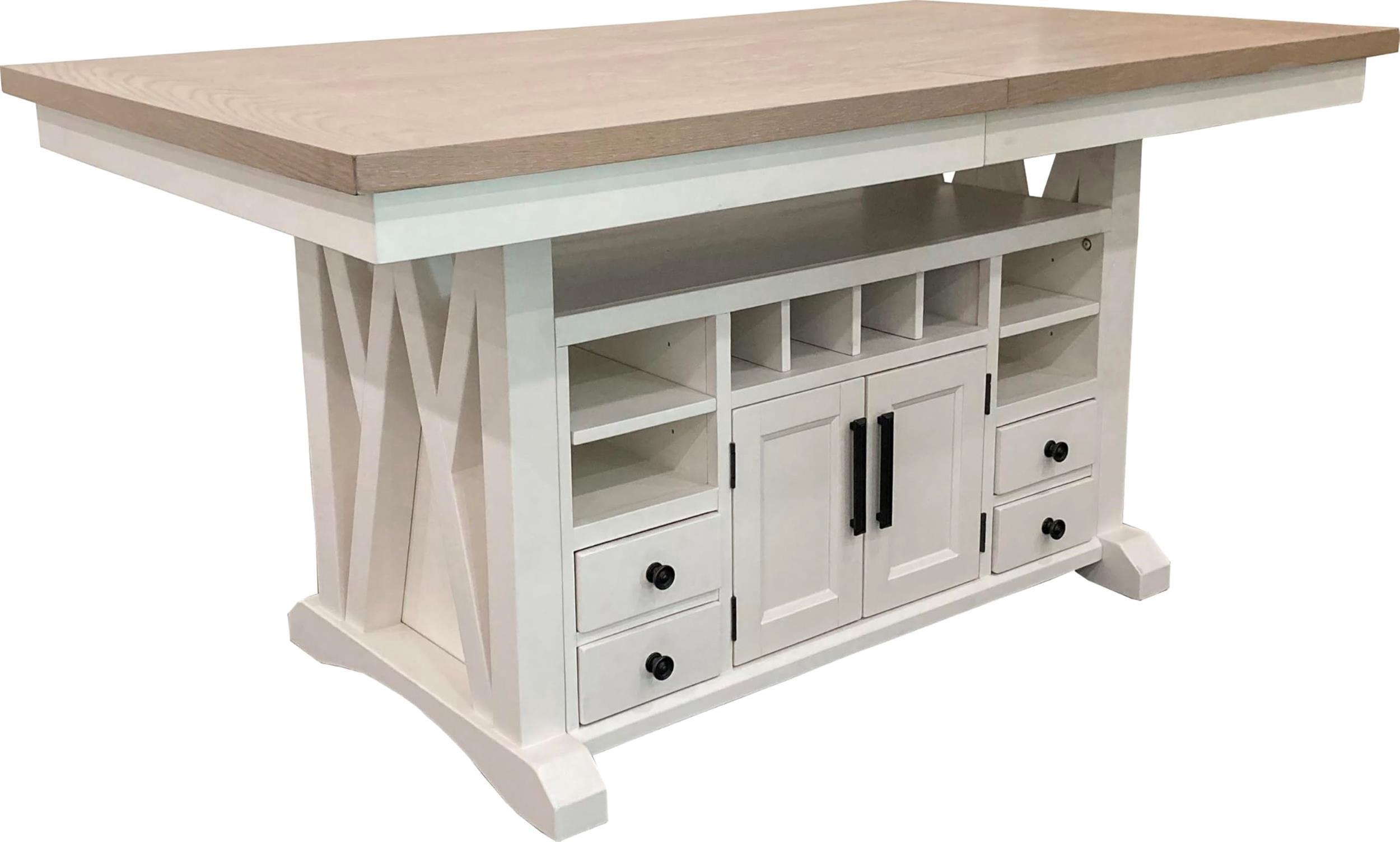 Pemberly Row 72" Wood Island Extendable Dining Table in White