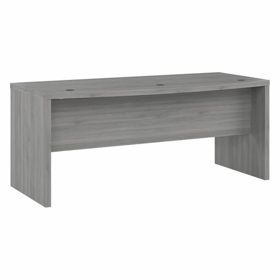 Pemberly Row 72W Bow Front Desk in Modern Gray - Engineered Wood