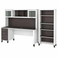 thumbnail image 1 of Pemberly Row 72W Desk with Hutch and Bookcase in White/Gray - Engineered Wood, 1 of 7