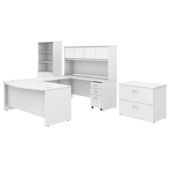 Pemberly Row 72W x 36D U Shaped Desk Office Suite in White - Engineered Wood