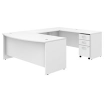 Pemberly Row 72W x 36D U Shaped Desk with Drawers in White - Engineered Wood