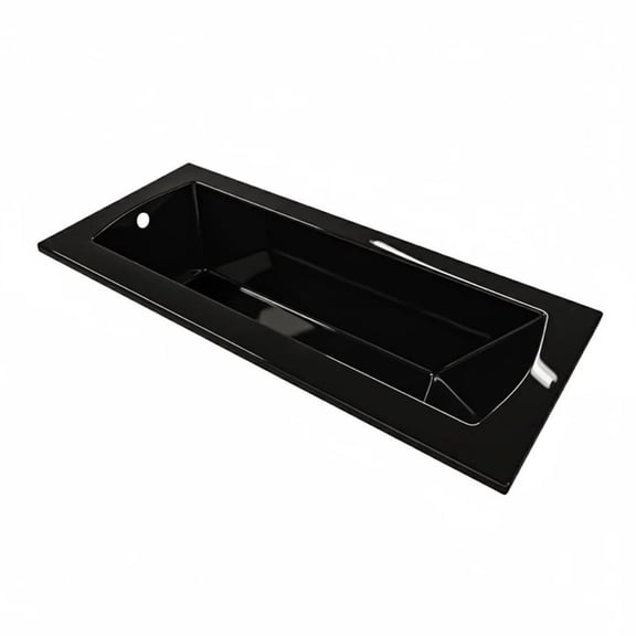 Pemberly Row 72X32 Contemporary Rectangular Acrylic Drop-In Bath tub in Black