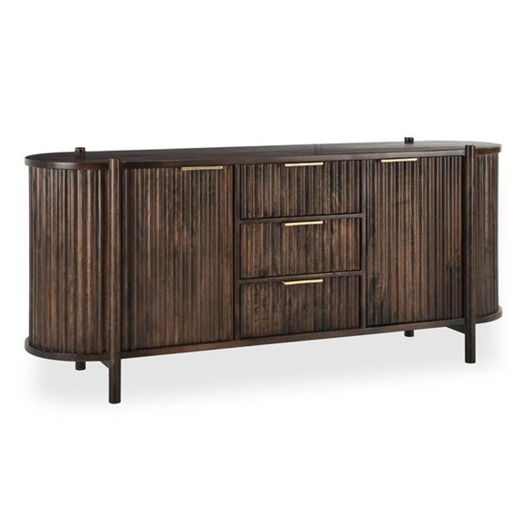 Pemberly Row 73" Mango Wood Mid-Century Brown Buffet Sideboard