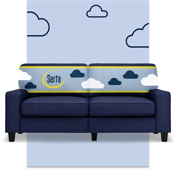 Pemberly Row 73" Track Arm Sofa with Removable Covers Navy Blue