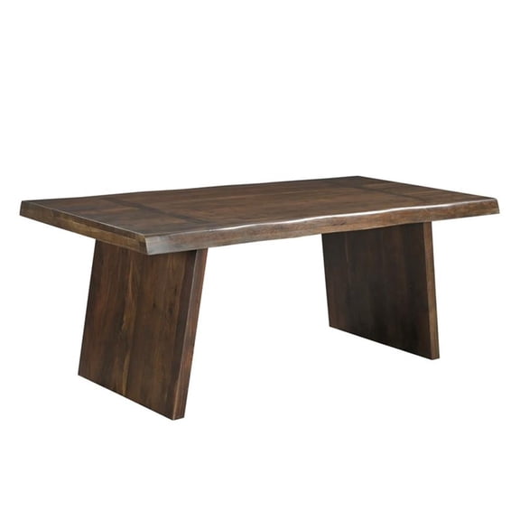 Pemberly Row 75" Live Edge Solid Wood Dining Table in Dark Brown