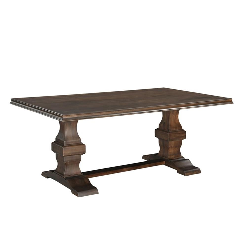 Pemberly Row 75" Solid Wood Trestle Dining Table in Dark Brown ...