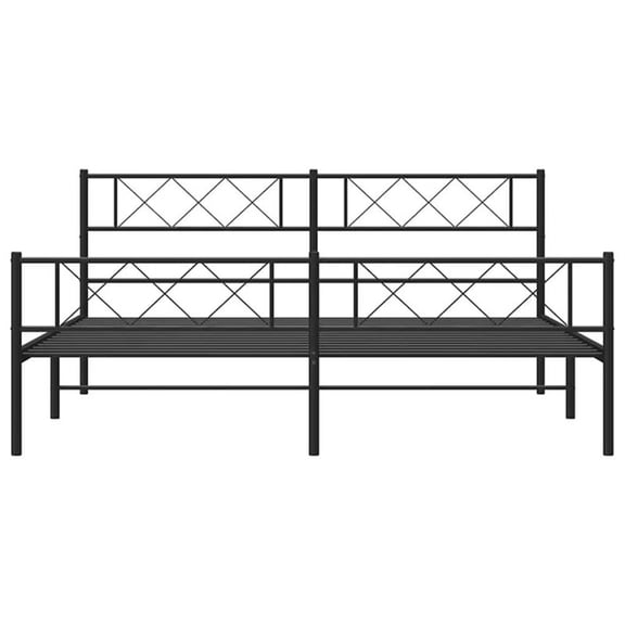 Pemberly Row 76 X 80 Black Powder-Coated Stee Bed Frame in Black